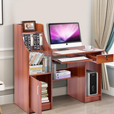 Tangkula Computer Desk with Storage Cabinet & Drawer, Wood Frame Home Office Desk with Pull-Out Keyboard Tray
