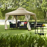 2-Tier 10x10 Feet Patio Gazebo, Outdoor Patio Fully Enclosed Gazebo Canopy Tent w/ Netting