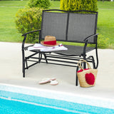 2-Person Patio Swing Glider Bench, Outdoor Rocker Glider Loveseat Chair