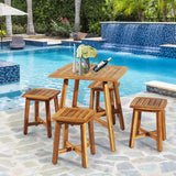 Tangkula 5 Piece Wood Patio Dining Set