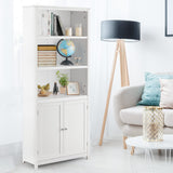 Tangkula Bookcase with Doors, 3 Tier Open Book Shelving