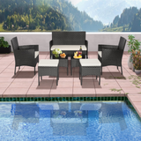 Tangkula 7 Piece Patio Rattan Sofa Set