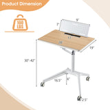 Tangkula Mobile Standing Desk, Height Adjustable Sit to Stand Desk with Detachable Holder