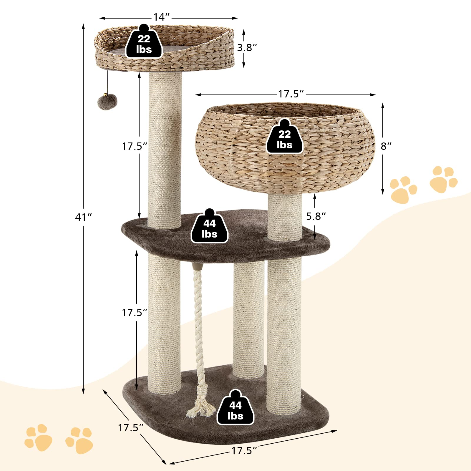 Tangkula Modern Cat Tree for Indoor Cats