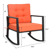 Tangkula Wicker Rocking Chair, Outdoor Glider Rattan Rocker Chair with Heavy-Duty Steel Frame