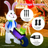 Tangkula 4FT Inflatable Easter Bunny with Pushing Cart