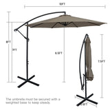 Tangkula 10 FT Patio Offset Umbrella with 8 Ribs, Outdoor Cantilever Umbrella with Cross Base and Crank