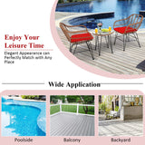3 Pieces Patio Conversation Bistro Set, Outdoor Wicker Furniture w/Round Tempered Glass Top Table & 2 Rattan Armchairs