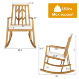 Tangkula Acacia Wood Patio Rocking Chair, Outdoor Porch Rocker