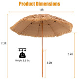 Tangkula 8 FT Thatched Patio Umbrella, Hawaiian Style Grass Beach Umbrella with 8 Ribs