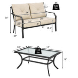 2 Pieces Extra Large Patio Loveseat with Coffee Table