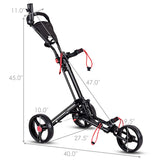 Tangkula Golf Push Cart, Lightweight Aluminum Collapsible Golf Pull Cart, 3 Wheels Push & Pull Golf Cart Trolley with Foot Brake