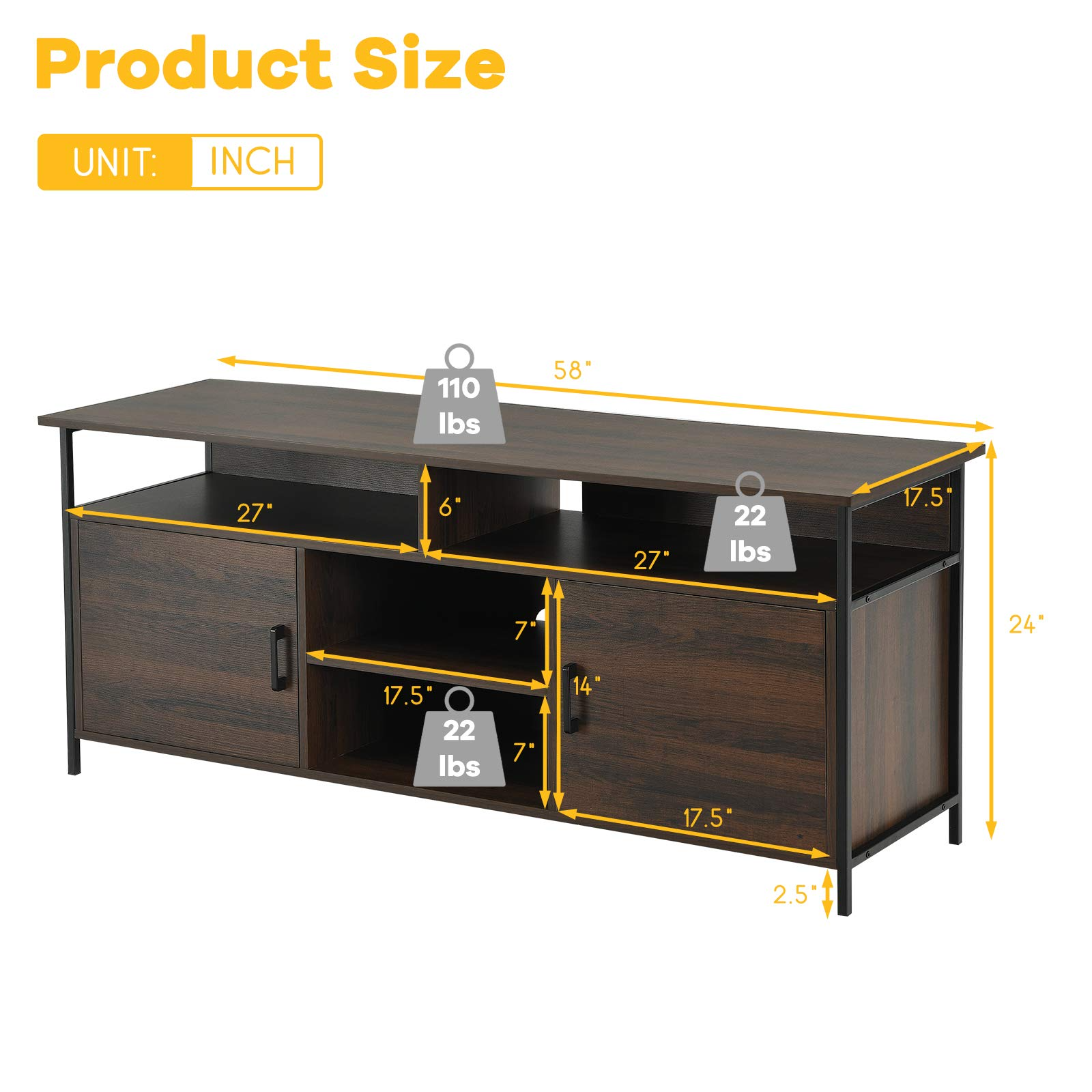  Wood Universal TV Stand for TVs up to 65 Inches - Tangkula