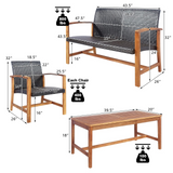 Tangkula 4-Piece PE Rattan Patio Furniture Set, Outdoor Conversation Set