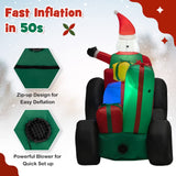 Tangkula 9 FT Christmas Inflatable Santa Claus on Truck with Gift Boxes, with Built-in LED Lights & Waterproof Fan