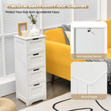 Tangkula Bathroom Floor Cabinet with 4 Drawers, 12 x 12 x 33 Inch