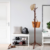 Tangkula Coat Rack Freestanding, Rubber Wood Coat Stand with 8 Hooks