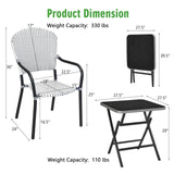 5-Piece Rattan Patio Dining Set, No Assembly Needs, Square Folding Table & 4 Stackable Chairs Set