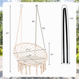 Tangkula Hammock Chair with Cushion, Bohemian Style Macrame Swing Chair with Hanging Hardware Kit & Strap