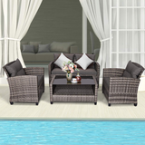 Tangkula Patio Wicker Conversation Furniture Set