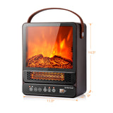 14.5" Mini Portable Electric Fireplace, 750W/1500W Tabletop Stove Heater with 3D Flame & Remote Control