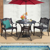 Tangkula 3 Pieces Cast Aluminum Patio Bistro Set, Outdoor Patio Table and Chairs Furniture for Porch and Balcony