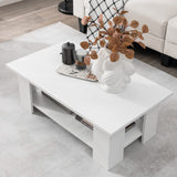 Tangkula 2-Tier Coffee Table, Center Cocktail Table with Large Tabletop & 5 Support Legs