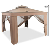 Tangkula 10' door Gazebo Canopy Shelter for Home/Garden/Lawn/Patio House Party (Brown)