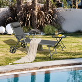 Tangkula Outdoor Aluminum Chaise Lounge Chair with Wheels