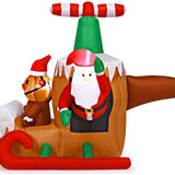 Tangkula Christmas Inflatable Santa Claus with Airplane