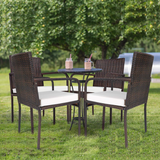 PATIOJOY Outdoor Patio Wicker Chairs Set of 4, with Heavy Duty Steel Frame and Soft Cushions (Brown)