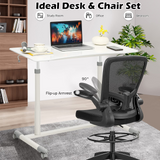 Tangkula Home Office Computer Desk & Chair Set, Height Adjustable Ergonomic Chair & Standing Desk with Wheels