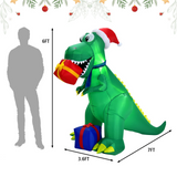 Tangkula 6 FT Christmas Inflatable Dinosaur, Indoor & Outdoor Christmas Decoration