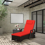 Tangkula Patio Chaise with Wheels, 6 Positions Adjustable Outdoor Lounger Chair with Steel Frame