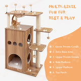 52" Multi-Level Tall Cat Tower with Washable Mats - Tangkula