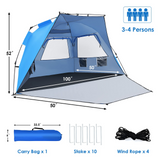 Tangkula 3-4 Person Easy Pop Up Beach Tent, UPF 50+ Portable Sun Shelter