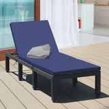 Tangkula Patio Wicker Lounge Chair, Outdoor Rattan Adjustable Reclining Backrest Lounger Chairs