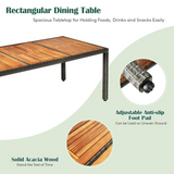 Tangkula 9 Pieces Patio Dining Set, Outdoor Acacia Wood & Rattan Furniture Set