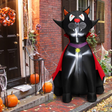 Tangkula 4.7 FT Halloween Inflatable Vampire Black Cat with Red Cloak, Blow-up Holiday Decoration with 2 Built-in LED Lights