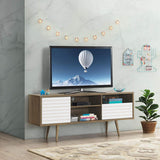 Tangkula Mid-Century Modern TV Stand for TVs up to 65 Inch, Wooden TV Console Table with Storage Shelves