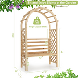 Tangkula 81.5 Inch Wooden Arch with 2 Person Bench