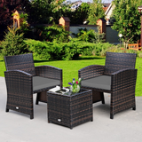 Tangkula 5 Pieces Patio Rattan Furniture Set, Outdoor Conversation Set