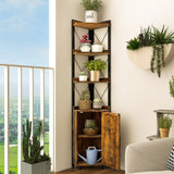Tangkula Tall Corner Storage Cabinet, 71" Industrial 6 Tier Storage Shelf w/Door Cabinet