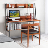 Computer Desk with Hutch & Bookshelf, 47 Inches Space Saving Writing Study Table Home Office Desk