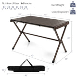 Tangkula 3.6ft Portable Picnic Table, 6 Person Heavy Duty Aluminum Roll Up Camping Table with Carry Bag