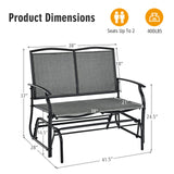 2-Person Patio Swing Glider Bench, Outdoor Rocker Glider Loveseat Chair