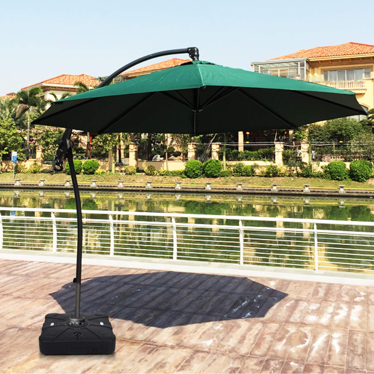are patio umbrella stands universal Base Heavy Duty Steel Outdoor Umbrella Base, Umbrella Mount Clamp for Decks, Patios, Docks, Pontoons, Picnic Tables (1) : Patio, Lawn & Garden Heavy Duty Cement Filled Patio Umbrella Base in Black by Sunjoy Outsunny Outdoor Universal Cross Brace