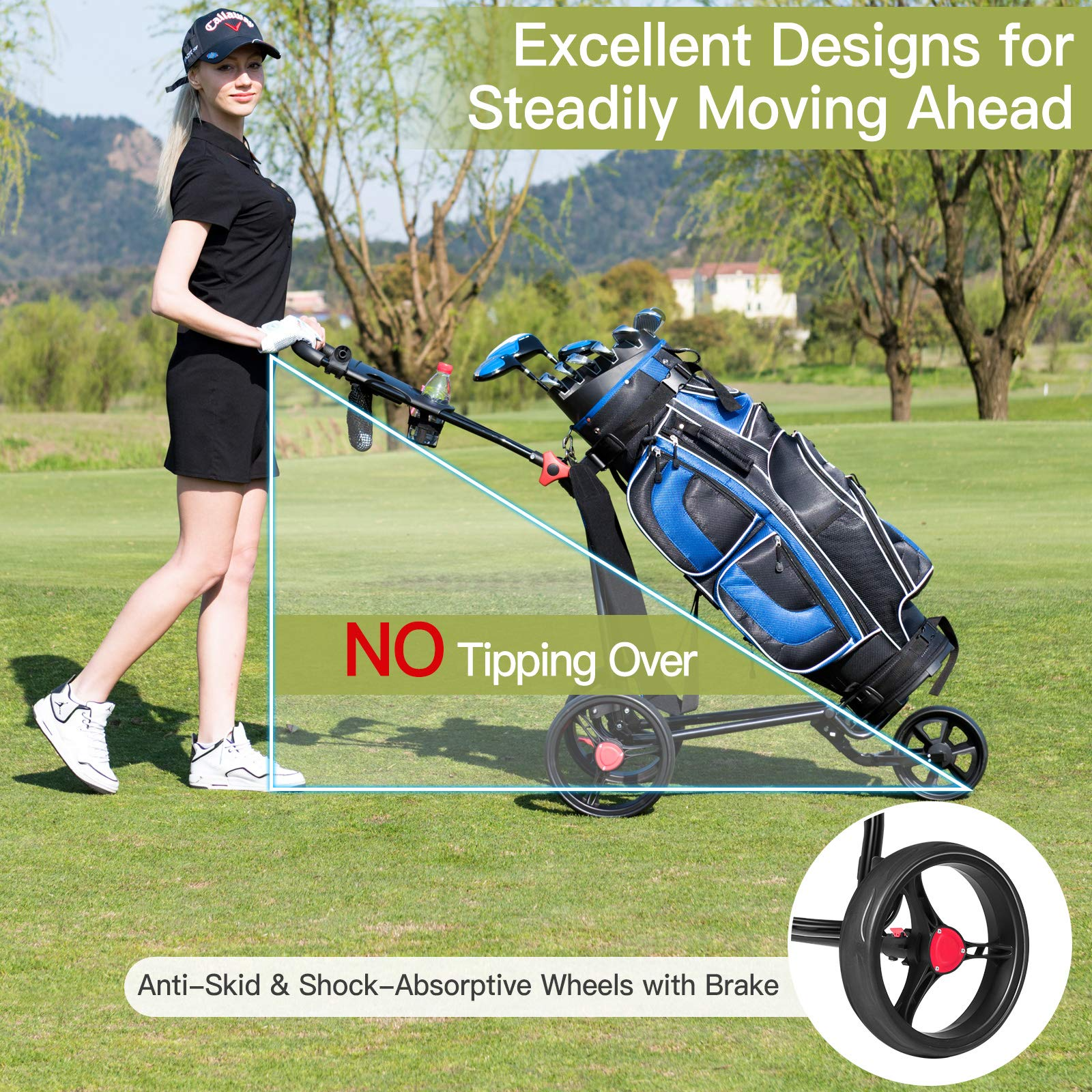 Lightweight Collapsible Golf Pull Cart - Tangkula