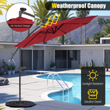 Tangkula 10 ft Cantilever Umbrella w/32 Solar-Powered LED Lights, Functional Tilting System & Hand-Crank Mechanism