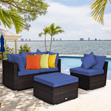 Tangkula Patio Rattan Sofa Set, Outdoor Wicker Sectional Furniture Set